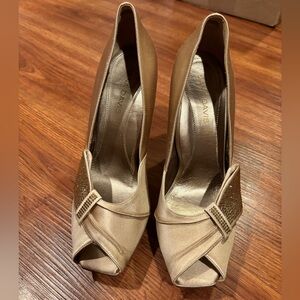 Dana Davis Gold Satin Heels